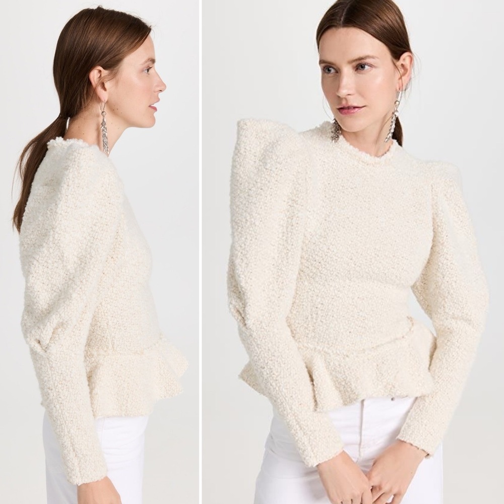 Isabel Marant Giamili Bucle Peplum Sweater Top in Ecru Size 40 (8 US) - Picture 12 of 16